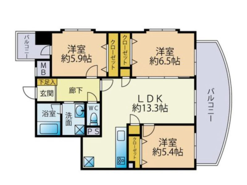 ロイヤルマンション姪の浜2 2699万円（3LDK）